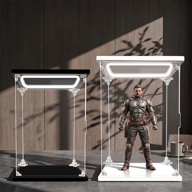 Model Kit Display Case - Przezroczysta akrylowa gablota z oświetleniem LED,